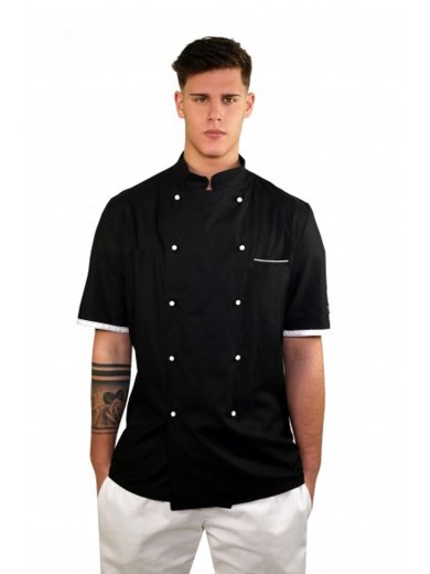 Giacca Cuoco Casacca Chef Uomo Cucina Divisa Cotone Lavoro manica corta