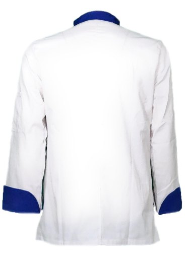 Giacca casacca cuoco chef modello europeo cotone bianco e bottonicini blu - Personalizzabile con il tuo logo