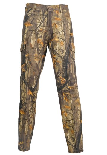 Pantalone caccia sfoderato flap moto escursioni uomo verde  mimetico bosco