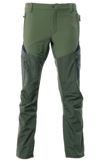 Pantalone pantaloni cotone elasticizzato teflon verde tasche caccia moto