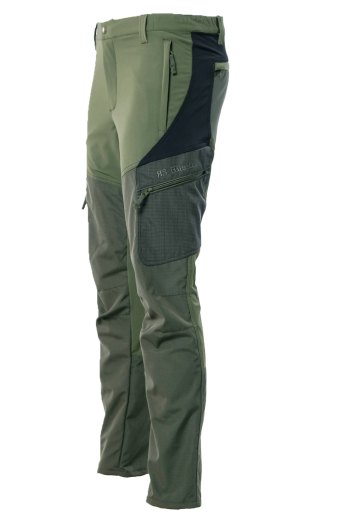 Pantalone pantaloni cotone elasticizzato teflon verde tasche caccia moto
