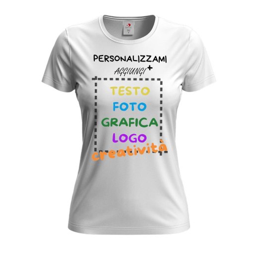T-Shirt manica corta donna girocollo  cotone vari colori da XXS a 3XL STAMPA DIRETTA su tessuto o dft PERSONALIZZA CON IL TUO LOGO