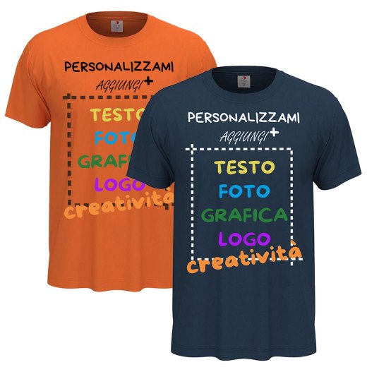 2x T-Shirt manica corta uomo girocollo cotone  vari colori da XXS a 5XL STAMPA DIRETTA o DTF su tessuto PERSONALIZZA CON IL TUO LOGO