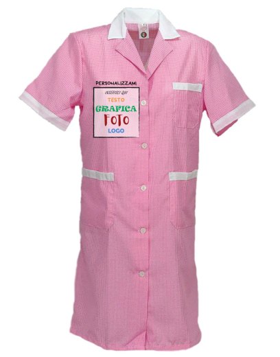 Camice grembiule maestra alimentari mezze maniche asilo pulizie domestica cotone - Personalizzabile con il tuo logo