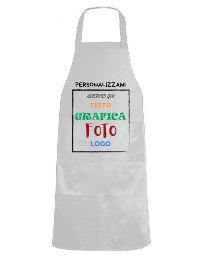 Grembiule paravanti con PERSONALIZZAZIONE tasca laterale Bianco -Nero -Rosso - Verde - Giallo Misura 82 X 60