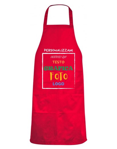 Grembiule paravanti con PERSONALIZZAZIONE tasca laterale Bianco -Nero -Rosso - Verde - Giallo Misura 82 X 60