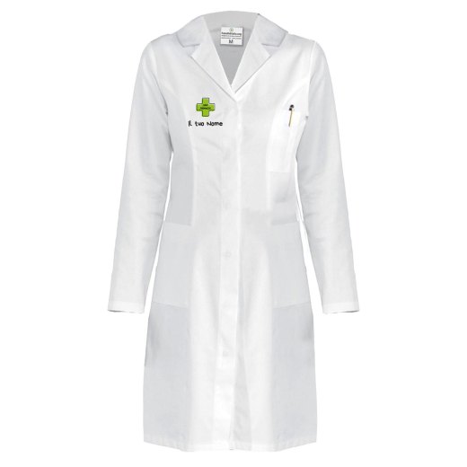 WOMEN'S WHITE PURE COMBED COTTON MEDICAL COAT MADE IN ITALY - Customizable with your logo