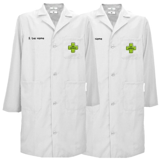 2 x Camice Bianco uomo da Laboratorio medico dottore manica lunga leggero made in italy - Personalizzabile con il tuo logo