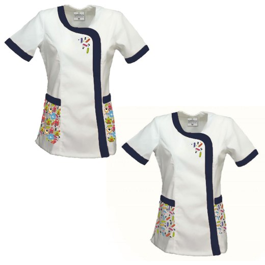 Set kit di 2 Casacca per Maestra Asilo e Scuola infanzia con Fantasia Colorata