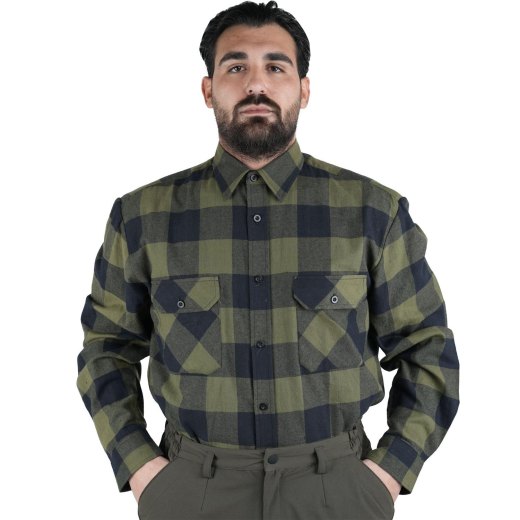 Camicia uomo montagna caccia flanella tasche invernale quadri boscaiolo