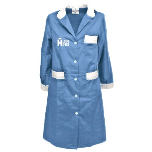 Kit Governante Cameriera Hotel Grembiule e Camice a Manica Lunga con Merletto Personalizzabile con Logo e Nome