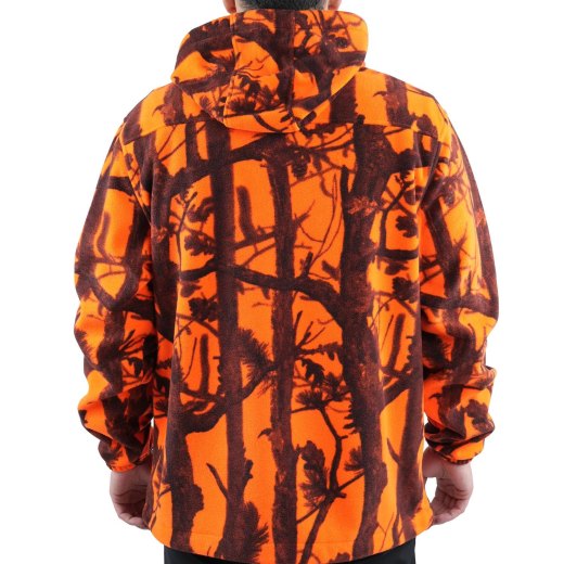 Maglione a giacca arancio bosco cacciatore pile invernale neve zip clima rigido cinghiale