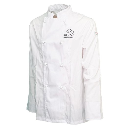 Completo Personalizzabile Kit Divisa Cucina e Scuola Alberghiera con Grembiule, Cappello e Casacca Chef