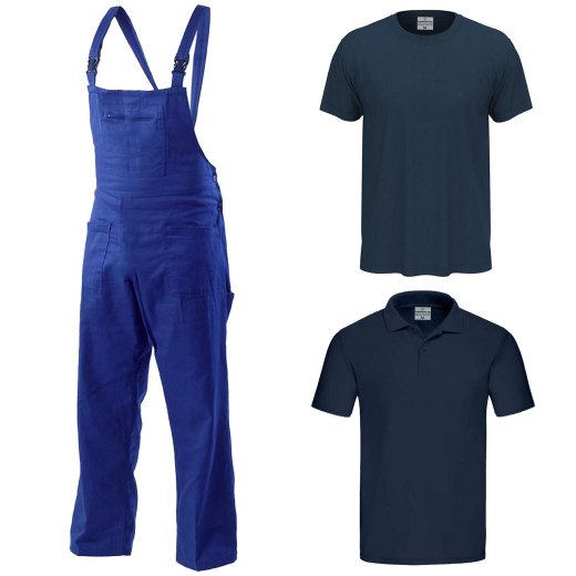 Kit da lavoro Polo T-shirt e salopette per carrozzieri elettricisti falegnami gommisti idraulici e meccanici Include