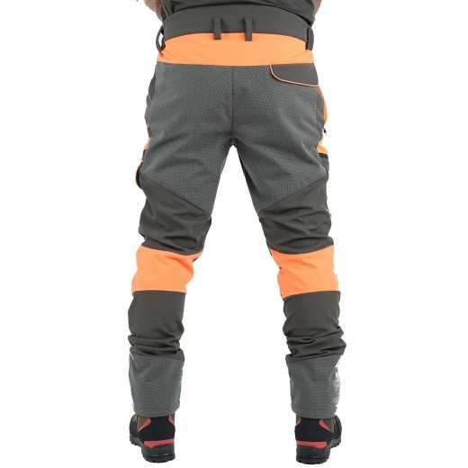 Pantalone softshell caccia cinghiale arancione tecnico tasche sporivo