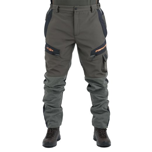 Pantalone softshell caccia cinghiale arancione tecnico tasche sporivo