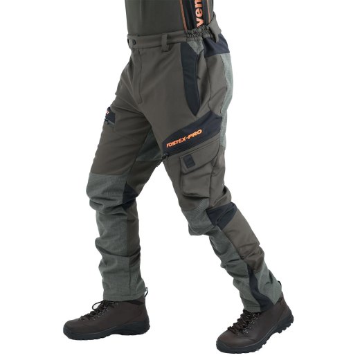 Pantalone softshell caccia cinghiale arancione tecnico tasche sporivo