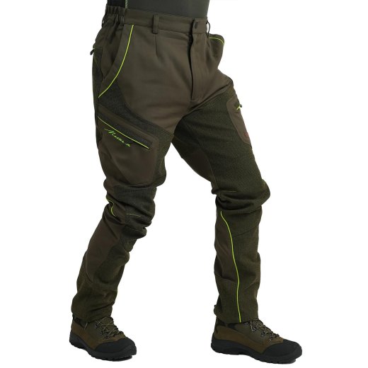 Pantaloni pantalone caccia slim traspirante verde elastico sport tecnico montagna