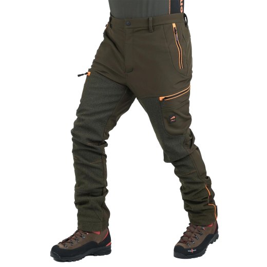 Pantalone softshell da caccia impermeabile e traspirante elasticizzato doppiato in pile e membrana M-tex