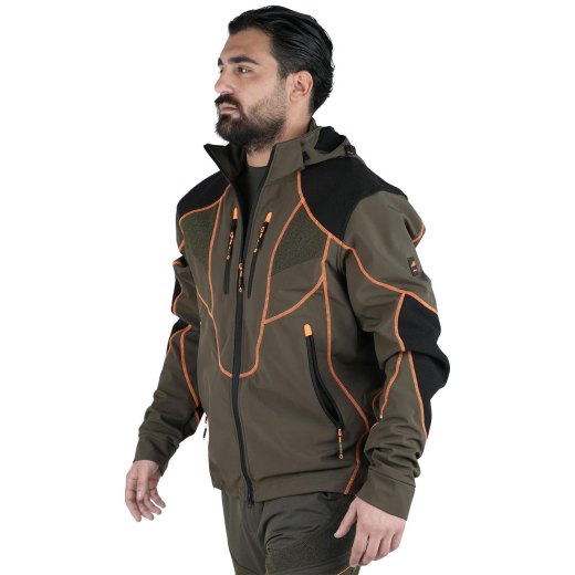Giacca giubbino Softshell foderata in pile membrana M-tex Impermeabile Cappuccio