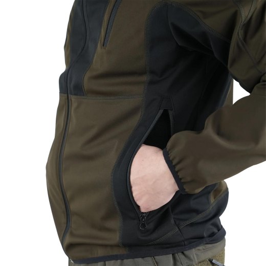 Giacca giubbino caccia tessuto leggero Microshell cappuccio con zip impermeabile