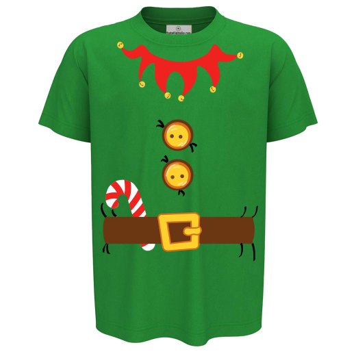 T-Shirt maglia mezza manica bambino girocollo Babbo Natale elfo infanzia abbigliamento Natalizio bambini