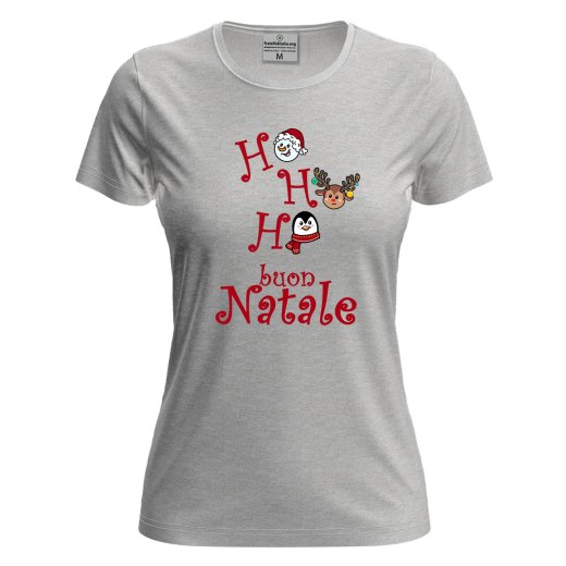T-SHIRT maglia donna con stampa natalizia cotone Buone Feste abbigliamento Natale