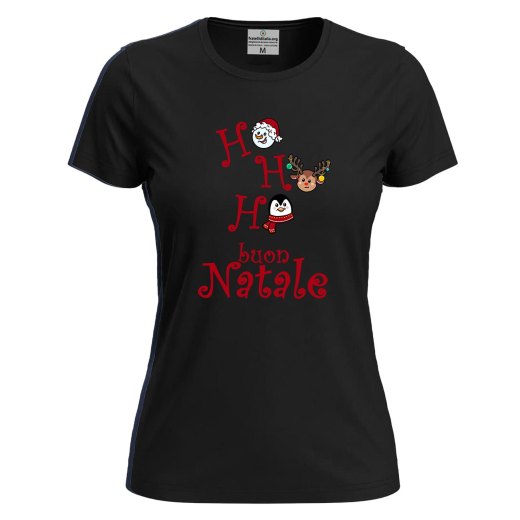 T-SHIRT maglia donna con stampa natalizia cotone Buone Feste abbigliamento Natale