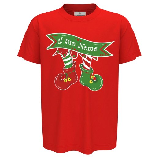 T-shirt maglia natalizia per bambini con disegno elfo Natale bambino bimbo abbigliamento feste