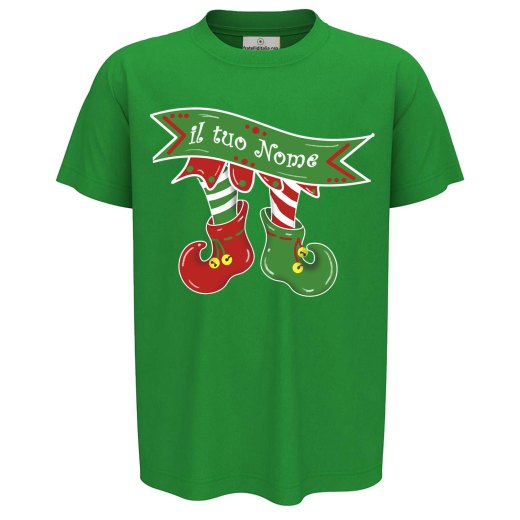 T-shirt maglia natalizia per bambini con disegno elfo Natale bambino bimbo abbigliamento feste