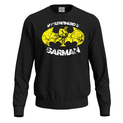 Felpa maglia con stampa BARMAN unisex per barista moda lavoro caffe' vineria birreria idea regalo uomo donna