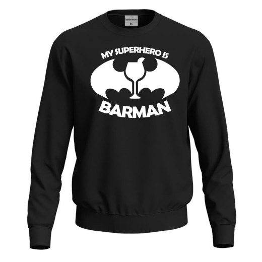Felpa maglia con stampa BARMAN unisex per barista moda lavoro caffe' vineria birreria idea regalo uomo donna