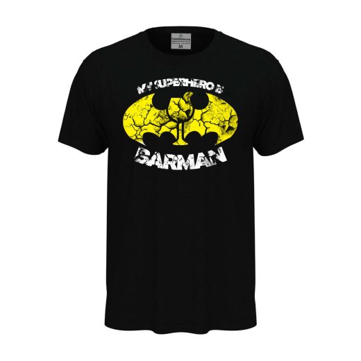 T-shirt maglia mezza manica con Stampa DTF BARMAN cartoni personaggi fumetti bar caffetteria idea regalo