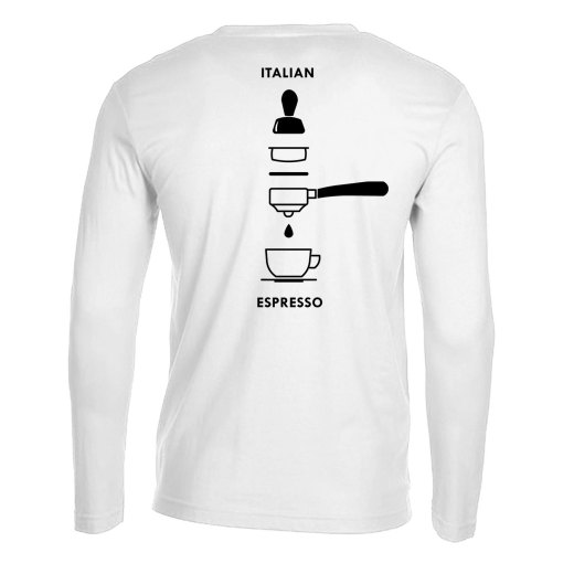 T-shirt maglia  manica lunga con stampa ITALIAN ESPRESSO bar barista caffetteria idea regalo uomo donna