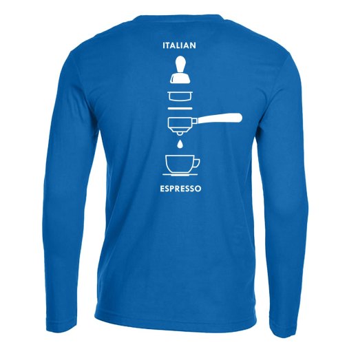 T-shirt maglia  manica lunga con stampa ITALIAN ESPRESSO bar barista caffetteria idea regalo uomo donna