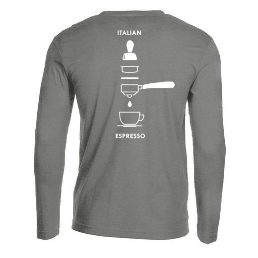 T-shirt maglia  manica lunga con stampa ITALIAN ESPRESSO bar barista caffetteria idea regalo uomo donna