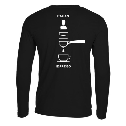 T-shirt maglia  manica lunga con stampa ITALIAN ESPRESSO bar barista caffetteria idea regalo uomo donna