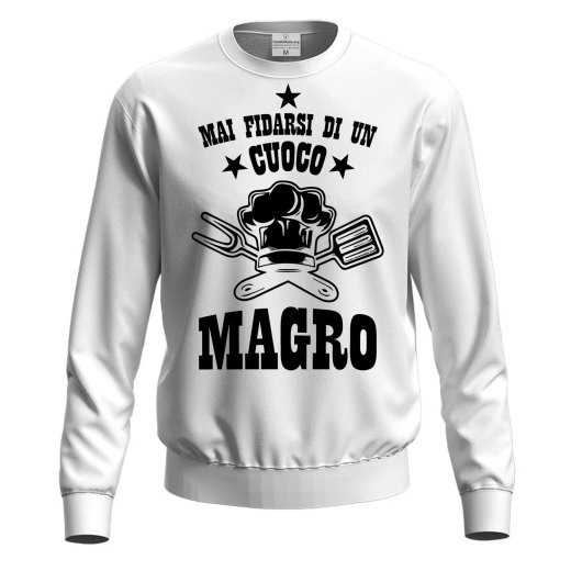 Felpa maglia unisex "Cuoco Magro" cotone con stampa Idea regalo originale chef cucina ristorante bar
