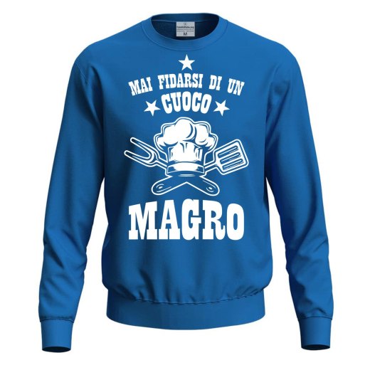 Felpa maglia unisex "Cuoco Magro" cotone con stampa Idea regalo originale chef cucina ristorante bar