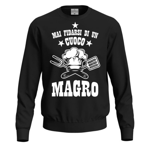 Felpa maglia unisex "Cuoco Magro" cotone con stampa Idea regalo originale chef cucina ristorante bar