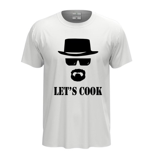 T-shirt classica a manica corta con stampa DTF "LET'S COOK" cuoco bar regalo chef divertente