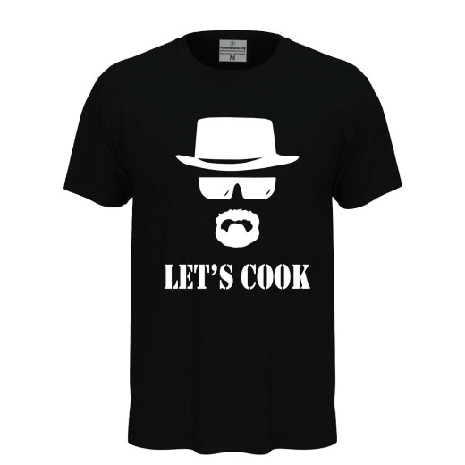 T-shirt classica a manica corta con stampa DTF "LET'S COOK" cuoco bar regalo chef divertente