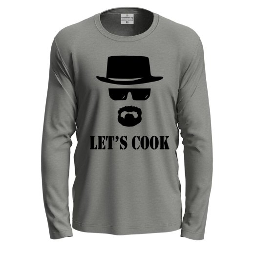 T-shirt a manica lunga con stampa DTF LET'S COOK Abbigliamento cuoco cucina grill festa