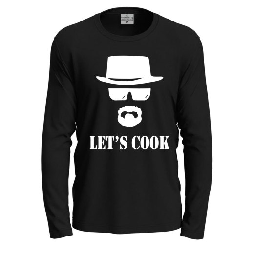 T-shirt a manica lunga con stampa DTF LET'S COOK Abbigliamento cuoco cucina grill festa