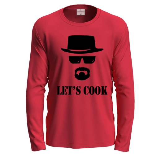 T-shirt a manica lunga con stampa DTF LET'S COOK Abbigliamento cuoco cucina grill festa