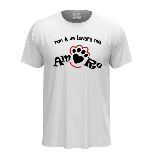 T-shirt classica a manica corta con stampa NON E' UN LAVORO MA AMORE toelettatori veterinari idea regalo