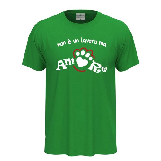 T-shirt classica a manica corta con stampa NON E' UN LAVORO MA AMORE toelettatori veterinari idea regalo