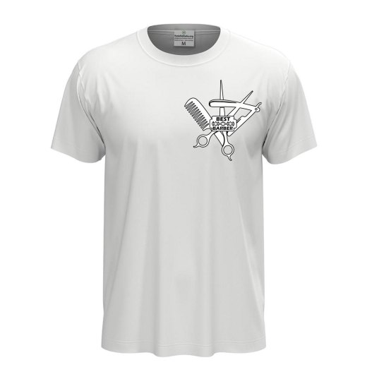 T-shirt classica unisex a manica corta con stampa DTF di qualità "BEST BARBER" , idea regalo per parrucchieri e barbieri.
