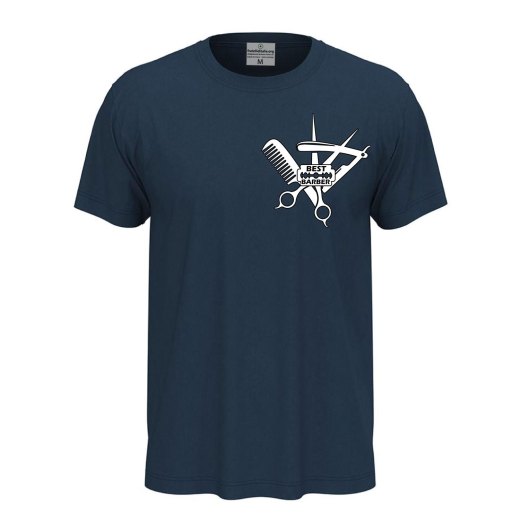 T-shirt classica unisex a manica corta con stampa DTF di qualità "BEST BARBER" , idea regalo per parrucchieri e barbieri.