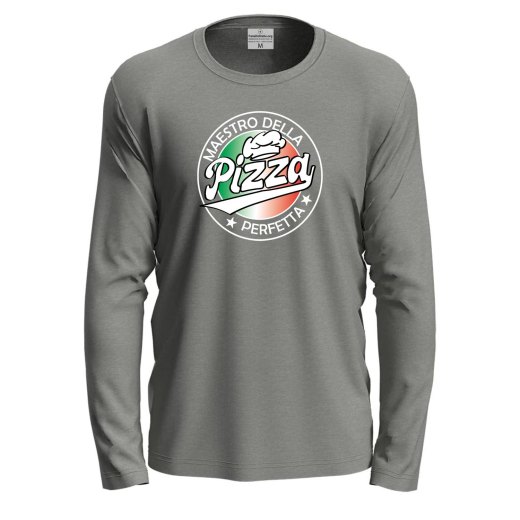 T-shirt a manica lunga con stampa DTF "MAESTRO DELLA PIZZA", per pizzaioli, cuochi e vestiti pizza